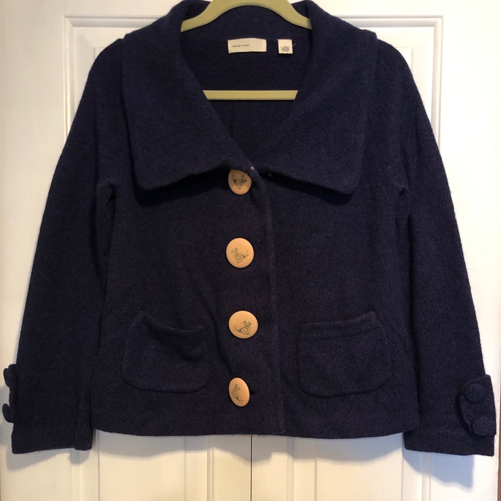 Anthropologie Navy Blue Button Sweater